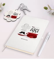 BK Gift Kişiye Özel Aşçı Beyaz Defter Kalem Ve Anahtarlık Hediye Seti-2 (Model 1)