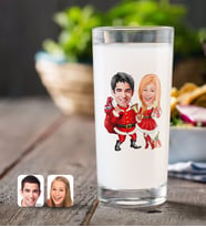 BK Gift Kişiye Özel Sevgililer Yeni Yıl Karikatürlü Rakı Bardağı-3 (Beyaz)