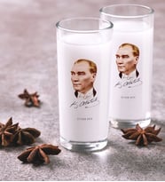 BK Gift Kişiye Özel Renkli Baskılı Atatürk Temalı İkili Rakı Bardağı Seti-15 (Beyaz)