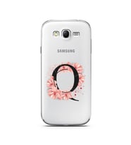 Pembe Çiçekli Harf Tasarım Süper Şeffaf Silikon Telefon Kılıfı Samsung Grand Neo