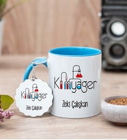 Kimyager Mavi Kupa Bardak Ve Anahtarlık Set