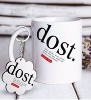 BK Gift Kişiye Özel Dost Anlamı Beyaz Kupa ve Anahtarlık Hediye Seti (Model 1)