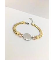 GÜMÜŞ DORİKA DORİSSA GOLD ALTIN KAPLAMA YUVARLAK PLAKA BİLEKLİK