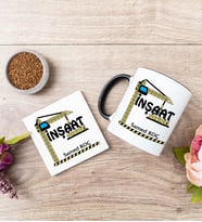 İnşaat Teknikeri Siyah Kupa Bardak Ve Bardak Altlığı Seti