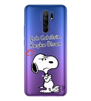 Snoopy Tasarımlı Süper Şeffaf Silikon Telefon Kılıfı Xiomai Redmi 9