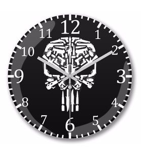 The Punisher Punishment Duvar Saati Bombeli Gercek Cam