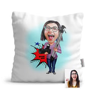 BK Gift Kişiye Özel Bayan Profesyonel Fotoğrafçı Karikatür  Yastık  1