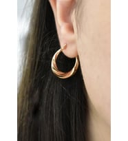 925 Ayar Gümüş Rose Kaplama Çizgili Geçişli Halka Küpe