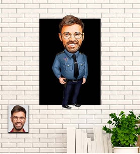 Kişiye Özel Polis Temalı Karikatür Ahşap Tablo