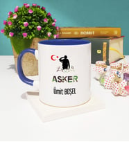 Asker Tasarımlı Kişiye Özel Asker Kupa Bardak Lacivert