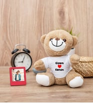 Sevgililere Özel İsim Yazılı Peluş Ayıcık ve Mini Fotoğraf Çerçevesi