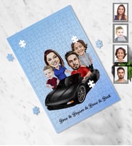 Kişiye Özel Aile Karikatürlü A3 240 Parça Puzzle  Mod-8
