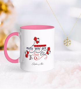 BK Gift Kişiye Özel 365 Mutlu Yeni Gün Pembe Kupa ve Kar Tanesi Kolye-2 (Model 1)