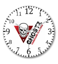Ghostz Logo Preta Duvar Saati Bombeli Gercek Cam