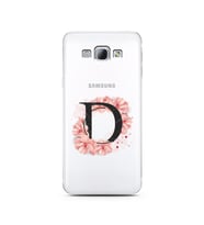 Pembe Çiçekli Harf Tasarım Süper Şeffaf Silikon Telefon Kılıfı Samsung A8 (2015)