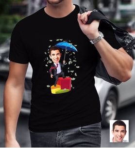 BK Gift Kişiye Özel Bay Broker Karikatürlü Siyah T-Shirt