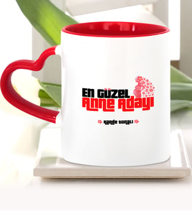BK Gift Kişiye Özel En Güzel Anne Adayı Kırmızı Kalpli Kupa Bardak  1