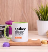 Ağabey Kelime Anlamı Ahşap Altlıklı Mumlu Yeşil Kupa Bardak