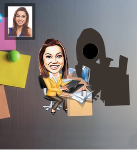 Kişiye Özel Patron Karikatürlü Ahşap Magnet Bayan-8
