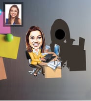 Kişiye Özel Patron Karikatürlü Ahşap Magnet Bayan-8