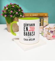 Baba Tasarımlı Kişiye Özel Babalar Günü Hediyesi Kupa Bardak Yeşil