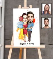 Kişiye Özel Sevgili Karikatürlü  Ahşap Tablo 30x47 Model 9