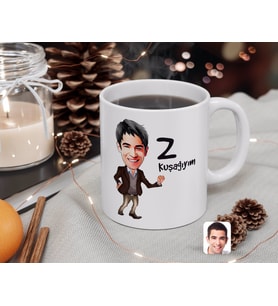 BK Gift Kişiye Özel Erkek Z Kuşağıyım Karikatürlü Beyaz Kupa Bardak-2