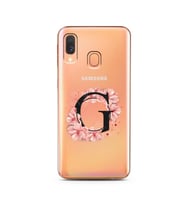 Pembe Çiçekli Harf Tasarım Süper Şeffaf Silikon Telefon Kılıfı Samsung A40 G-Har