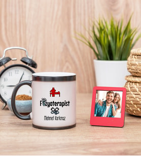 Fizyoterapist Sihirli  Kupa Bardak ve Kırmızı Mini Çerçeve