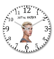 Justin Bieber Duvar Saati Bombeli Gercek Cam