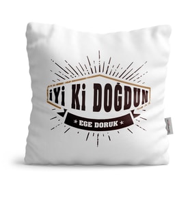 BK Gift Kişiye Özel İyi Ki Doğdun Tasarımlı Beyaz  Yastık  7