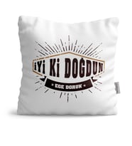 BK Gift Kişiye Özel İyi Ki Doğdun Tasarımlı Beyaz  Yastık  7