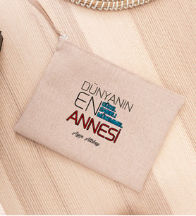 Dünyanın En İyi Annesi Keten Bez El Çantası
