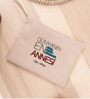 Dünyanın En İyi Annesi Keten Bez El Çantası