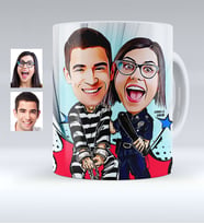 BK Gift Kişiye Özel Sevgililer Karikatürlü Beyaz Kupa Bardak  7