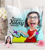 BK Gift Kişiye Özel Bayan Model Karikatürlü  Yastık  1