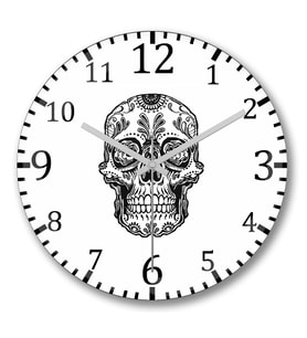 Mexcana Skull Duvar Saati Bombeli Gercek Cam