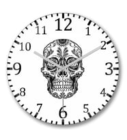 Mexcana Skull Duvar Saati Bombeli Gercek Cam