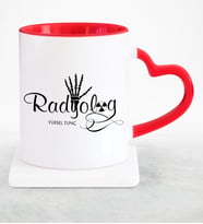 BK Gift Kişiye Özel Mesleki Radyolog Kırmızı Kalpli Kupa Bardak