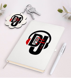 BK Gift Kişiye Özel DJ Beyaz Defter Kalem ve Anahtarlık Hediye Seti-1 (Model 1)