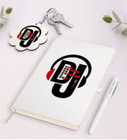 BK Gift Kişiye Özel DJ Beyaz Defter Kalem ve Anahtarlık Hediye Seti-1 (Model 1)