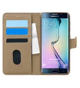 Microsonic Samsung Galaxy S6 Edge Kılıf Fabric Book Wallet Gold
