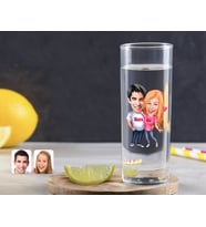 BK Gift Kişiye Özel Renkli Baskılı Sevgililer Karikatürlü Vodka Bardağı-5 (Beyaz)