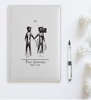 BK Gift Kişiye Özel Tarot The Lovers Aşıklar 2025 Beyaz Deri Ajanda