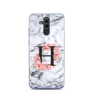 Mermer Çiçekli Harf Tasarım Süper Şeffaf Silikon Telefon Kılıfı Huawei Honor 20 