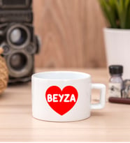 İsim Yazılı Kırmızı Kalpli Fincan