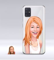 BK Gift Kişiye Özel Bayan Karikatürlü Samsung Galaxy A51 İnce Şeffaf Silikon Telefon Kapağı-37 (Beyaz)