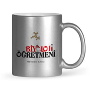 BK Gift Kişiye Özel Biyoloji Öğretmeni Gümüş Yaldızlı Kupa Bardak