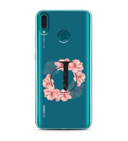 Pembe Çiçekli Harf Tasarım Süper Şeffaf Silikon Telefon Kılıfı Huawei Y9 (2019) 