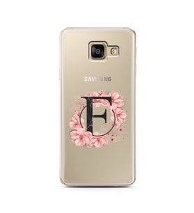 Pembe Çiçekli Harf Tasarım Süper Şeffaf Silikon Telefon Kılıfı Samsung A3 (2017)